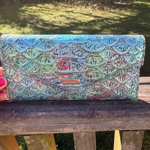 Brahmin trifold Turquoise Leather Clutch Wallet